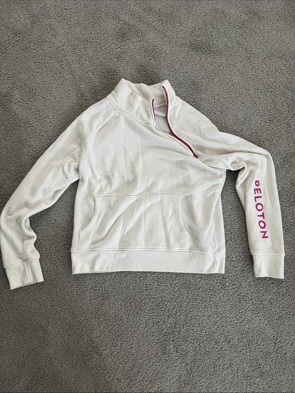 Peloton White Pullover with Pink Accent Logo